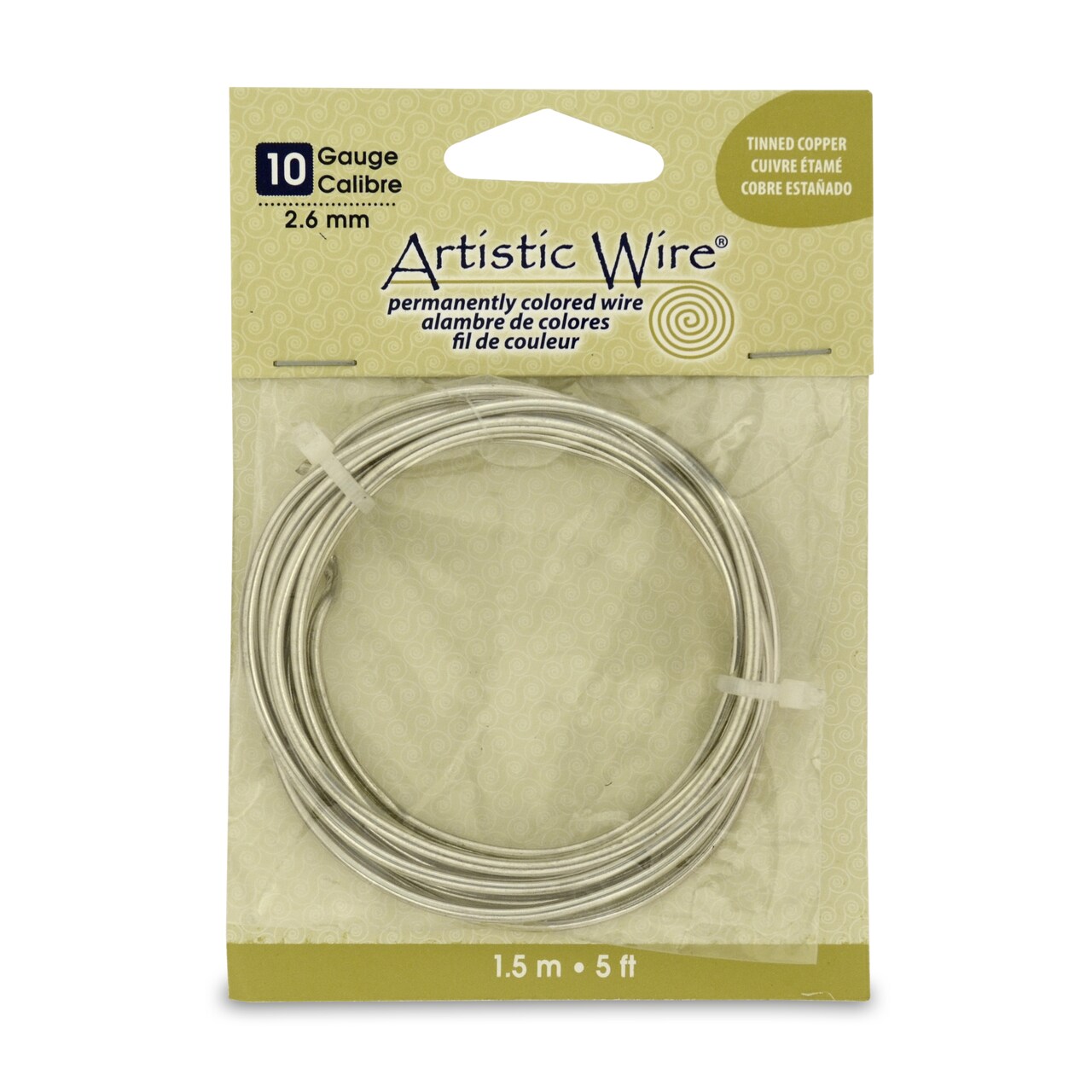 Beadalon Artistic Wire, Colored Copper Craft Wire, 10 Gauge (2.6mm), 5 ft. Tinned Copper